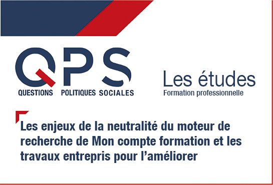 QPS Questions Politiques Sociales - Les études n°32 - Formation professionnelle