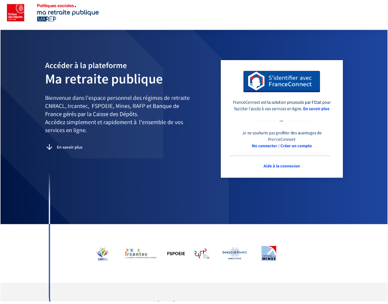 Accédez à la plateforme Ma retraite publique - identification avec France Connect