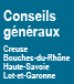 Conseils généraux de la Creuse, des Bouches-du-Rhône, du Gard, de Haute-Savoie et du Lot-et-Garonne